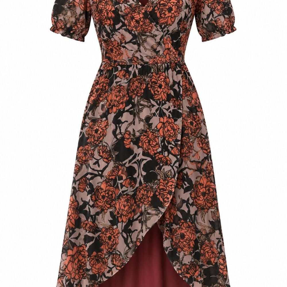 Leith Women's Burgundy and Black Dress